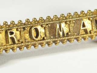 ANTIQUE 15K GOLD ROME ROMA MICROMOSAIC BROOCH PIN c1900  