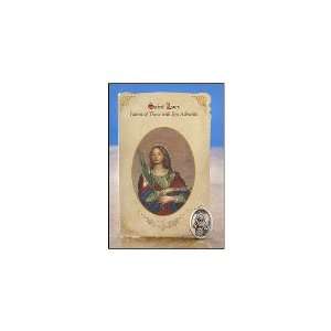St Lucy Healing Holy Card with Medal