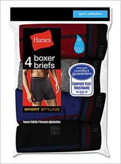 HANES Mens Sport Styling Boxer Brief   4 Pairs   2396P4  