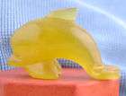 Aqua Jade Carving Gold Fish Crystal Figurine 3.9  