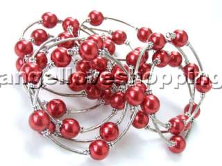 wholesale 10pcs faux pearl steel wire spiral bracelet  