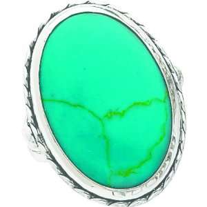  Sterling Silver Turquoise Oval Ring Sz 9: Jewelry