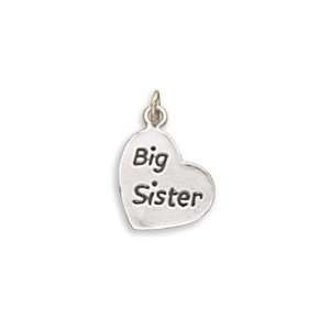    Sterling Silver Charm Pendant Heart with Big Sister Jewelry