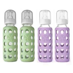  Glass Baby Bottle 4 Pack (9 oz.  Spring Green and Lilac) Baby