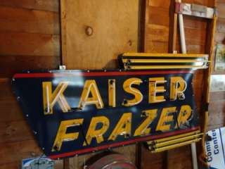   Kaiser Frazer Dealer Neon Porcelain Sign Gas Garage Man Cave  