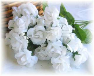 20 WHITE Silk Mini Open Roses Wedding Favor Flowers  
