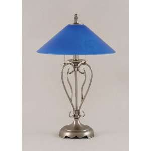   Light Table Lamp w 16 in. Blue Italian Glass Shade: Home Improvement