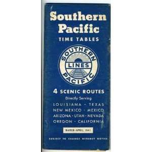  Southern Pacific Time Tables 1941 LA TX NM AZ UT NV OR CA 