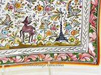 Ceramica de Coimbra Square Shallow Bowl Portugal Deer Birds Flowers 