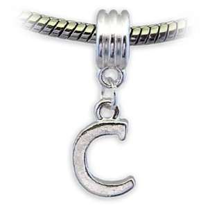 Stylish Silver Plated Letter C Dangle Charm by Divine Beads © Simply 