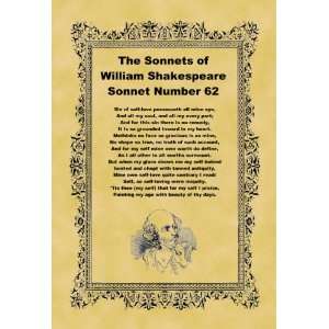   A4 Size Parchment Poster Shakespeare Sonnet Number 62: Home & Kitchen