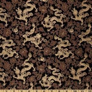  29 Wide Chinese Silk Brocade Dragons Chocolate Fabric By 