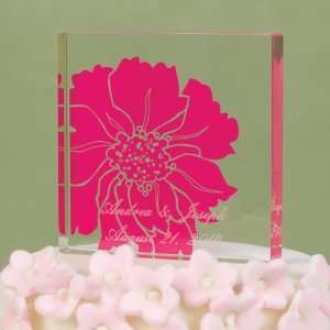    Fuchsia Silhouette Flower Cake Top   Personalized 