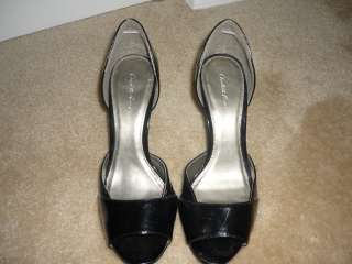 Charlotte Russe Sz 9 open toe patent Leather heel pumps  