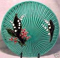   GERMAN MAJOLICA Pottery PLATER SCHRAMBERG SMF Lily of the Valley gm263