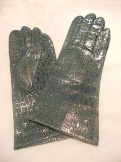 Chi by Falchi Teal Cashmere Leather Snakeskin Gloves,  