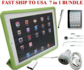in 1 BUNDLE GREEN SMART COVER+CAR CHARGER FOR IPAD 2  