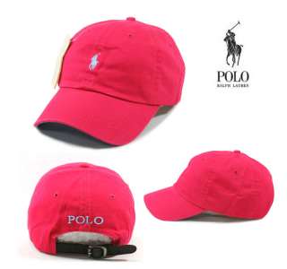 Hot Pink Cap Small Light Blue Logo Polo Baseball Hat SP75 Golf Tennis 
