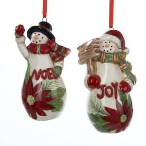   Pack of 24 Antique Noel and Joy Snowman Christmas Ornaments 3.5