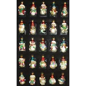   Box Set Of 25 Snowman Glass Christmas Ornaments #4505
