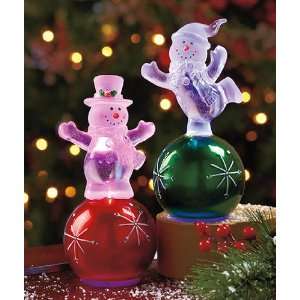   Of 2 Lighted Snowman Figurnes Christmas Decorations 