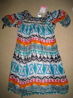 MEXICAN PRINT TOP MINI SHORT SLEEVE DRESS SHEER TUNIC COVER UP SIZE 6 