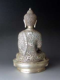 China Sakyamuni Buddha silver gilt dragon phoenix pattern deer 780g 