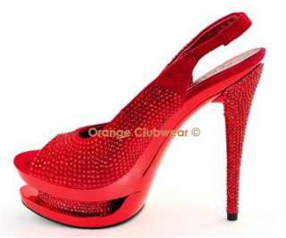   Rhinestone Couture Red Suede Slingbacks High Heels Evening Dress Shoes