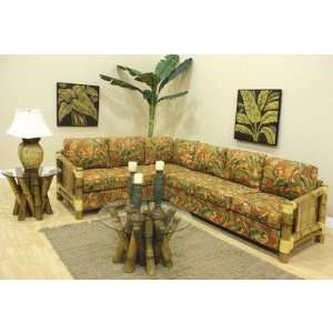   907 1310 NAT ST Aloha Upholstered Bamboo 2 Piece Sectional in Natural