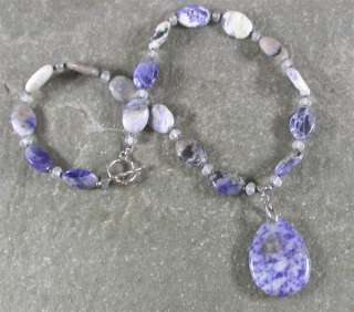 NATURAL SODALITE & GREY AGATE NECKLACE  