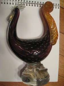 Murano Art Glass Rooster Tall Piece 13 Inches  