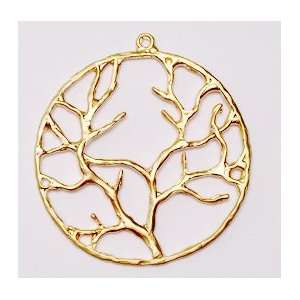  gold matte circle of life tree pendant 43x40mm: Everything 