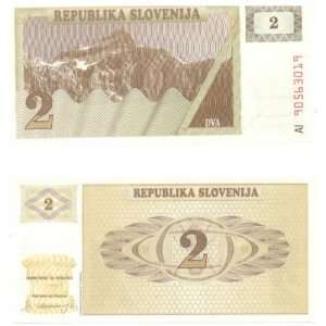  Slovenia 1990 2 Tolarjev, Pick 2a. Bank pack of 100 notes 