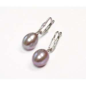  Natural Colored Fresh Water Drop Pearls Set on 14K White 