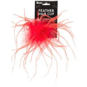  Ostrich Feather Hair Clip, Red   911432: Patio, Lawn 
