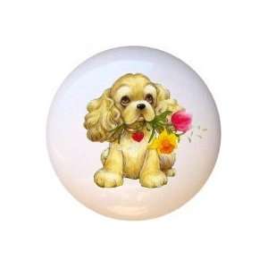  Cocker Spaniel with Flower Dog Dogs Drawer Pull Knob: Home 