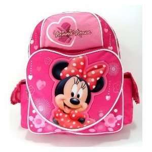  Disney Minnie Mouse Pink Hearts 16 Large Backpack: Toys 