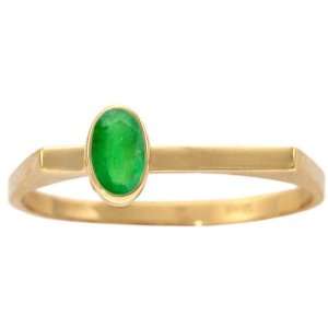  14K Yellow Gold Oval Gemstone Stackable Ring Emerald 