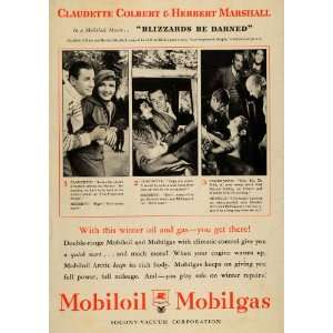   Ad Mobiloil Mobilgas Pegasus Claudette Colbert   Original Print Ad
