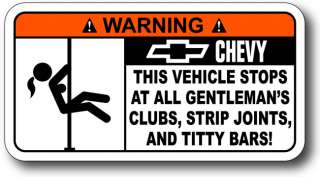 Strip Club Funny Chevy Sticker Camaro Corvette Cobalt  