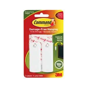 Command 17040VP Sawtooth Picture Hanger and Strips, White, 2 Hangers 4 