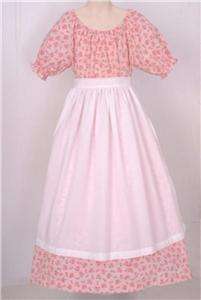 Girls Pioneer Colonial Prairie Dress Civil War Costume 3 PCS Ready to 