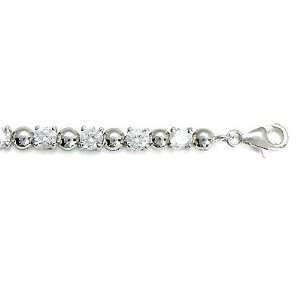  Shiny Sterling Silver Tennis Bracelet, Made with Hand Set Diamond 