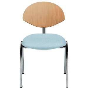  Froggy 4 Post Chrome Stack Side Chair with Wood Back
