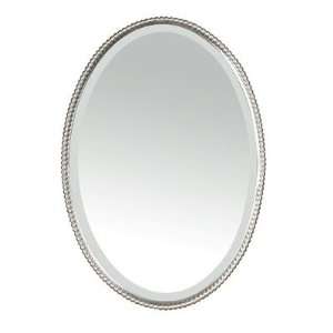  Sherise Beaded Oval Mirror in Brushed Nickel