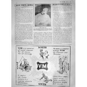  1909 PORTRAIT PAUL VERLAINE ADVERTISEMENT VIM CLEANSER 