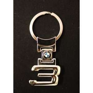  Silver Finish BMW Number 3 Key Chain Ring: Office Products