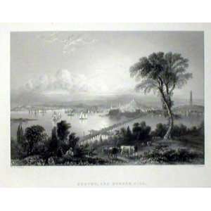  Bartlett 1839 Engraving of Boston, and Bunker Hill Sports 