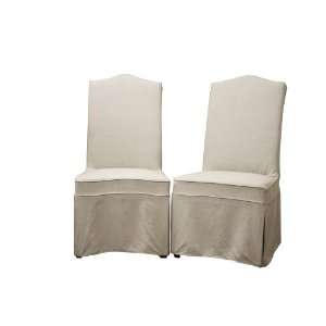  Coralie Beige Linen Slipcover Effect Dining Chair Qty 2 
