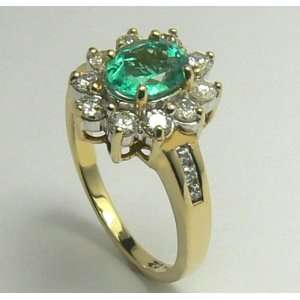   Divine Colombian Emerald & Russian Cz Cocktail Ring 